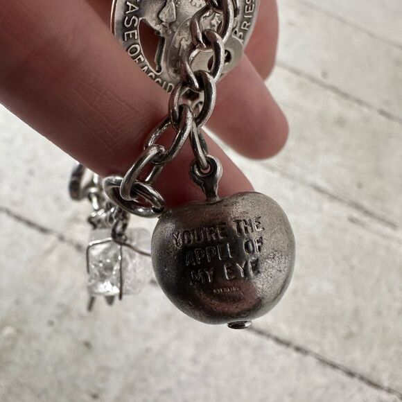 Vintage Sterling And Silver Tone Mix Charm Bracelet - Picture 14 of 16